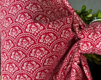 Large Red Floral Damask Fabric Bow