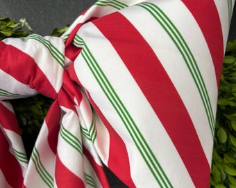 Large Holiday Stripe Fabric Bow