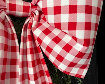 XXL Red Big Check Fabric Bow