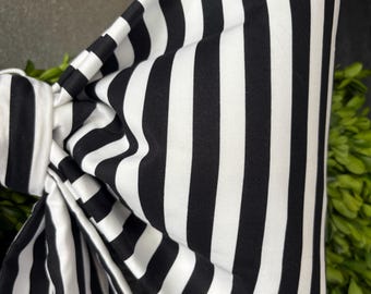 Large Black & White Stripe Fabric Bow