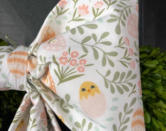 Large Easter Chick Fabric Bow