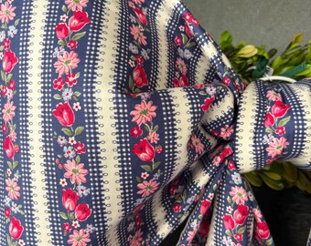 Large Floral Stripe Fabric Bow