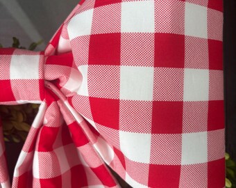 Large Red Check Fabric Bow