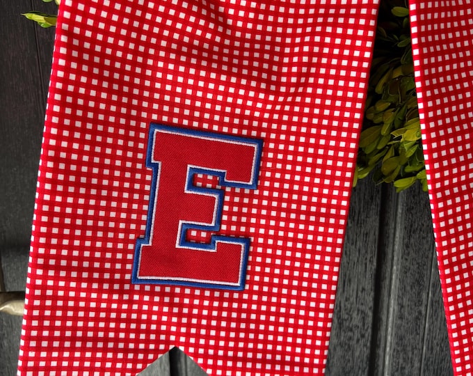 Large Red Check East High Fabric Bow