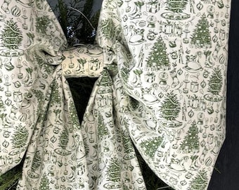 XXL Large Green Holiday Fabric Bow