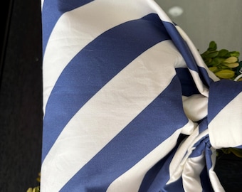 Large Blue Stripe Fabric Bow