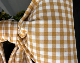 Large Yellow Check Fabric Bow