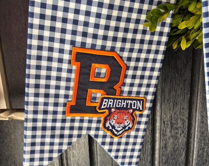 Large Blue Check Brighton High Fabric Bow