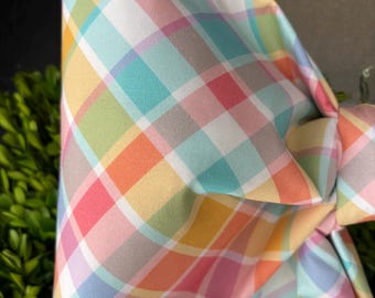 Large Easter Plaid Fabric Bow