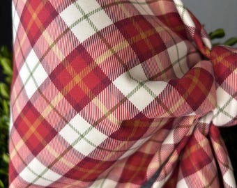 Large Holiday Red Plaid Fabric Bow