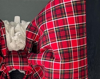 XXL Red Plaid Flannel Fabric Bow