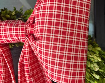Large Red Plaid Fabric Bow