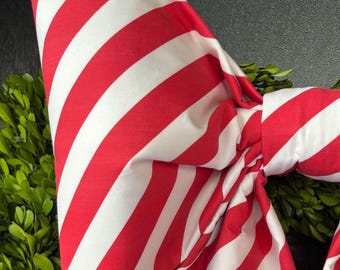 Large Holiday Red Stripe Fabric Bow