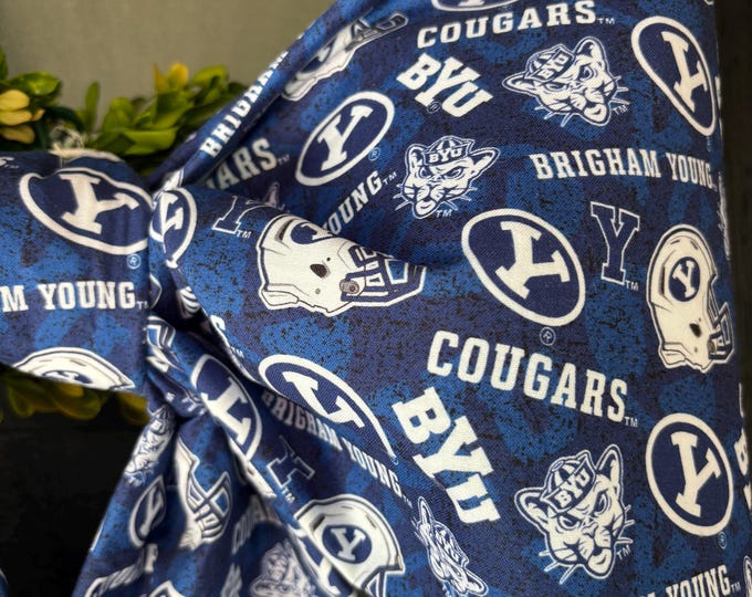 Large Blue Collegiate Fabric Bow