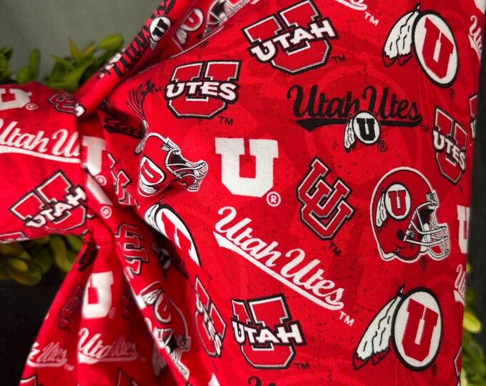 Large Red University of Utah Fabric Bow