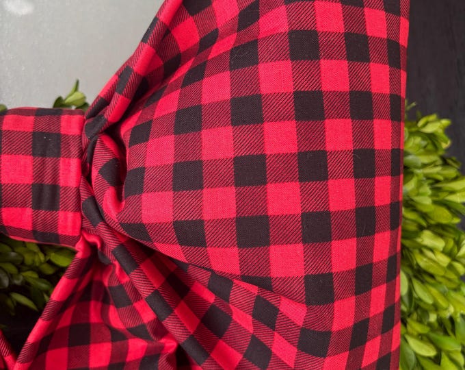 Large Holiday Buffalo Check Fabric Bow