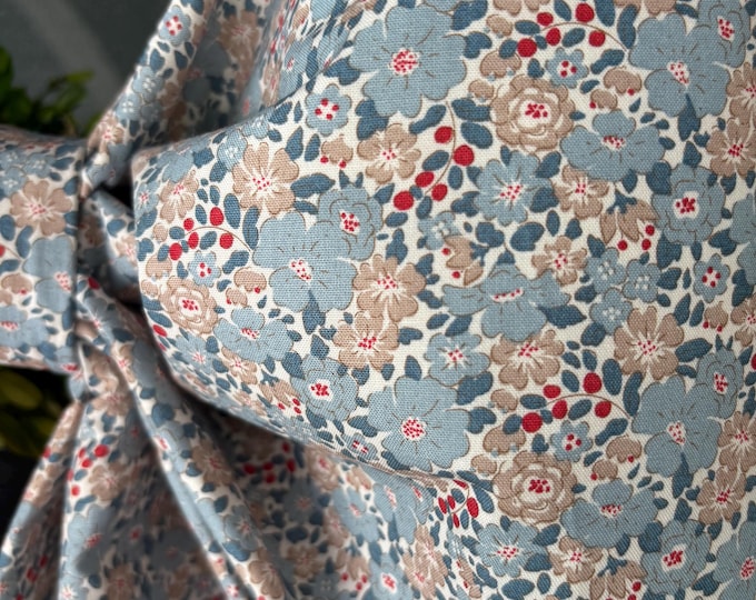 Large Blue & Red Floral Fabric Bow