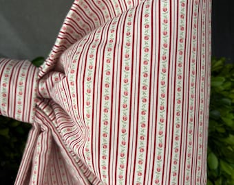 Large Red Floral Striped Fabric Bow