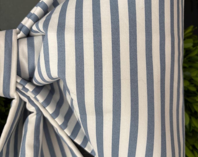 Large Blue Striped Fabric Bow