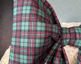 Large Holiday Plaid Fabric Bow