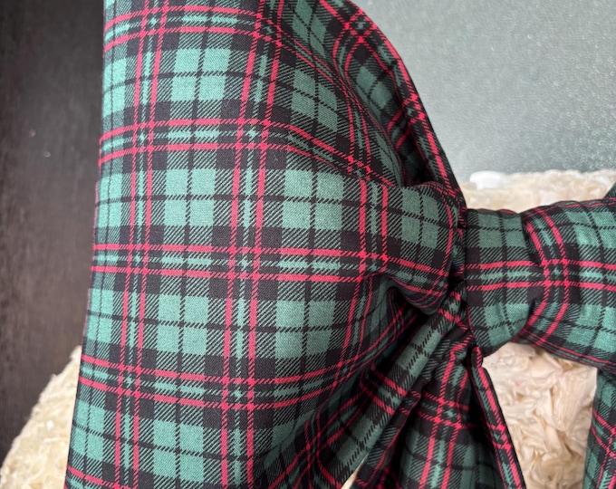 Large Holiday Plaid Fabric Bow