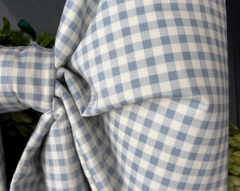 Large Blue Check Fabric Bow