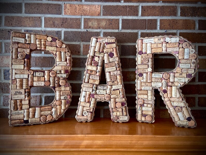 Wine Cork Letters BAR Etsy