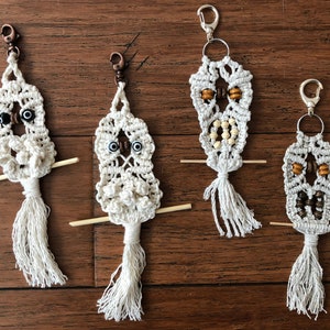 Macrame Owl Keychain, macrame accessory