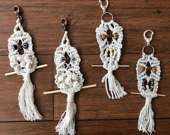 Macrame Owl Keychain, macrame accessory