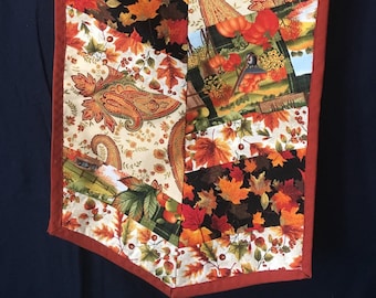 Fall Harvest Thanksgiving Table Runner chevron and patchwork