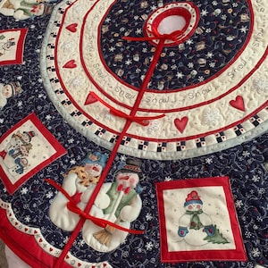 Snow Buddies Quilted Christmas Tree Skirt
