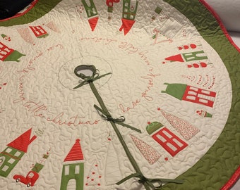 XL Bordered Merry Little Christmas Tree Skirt