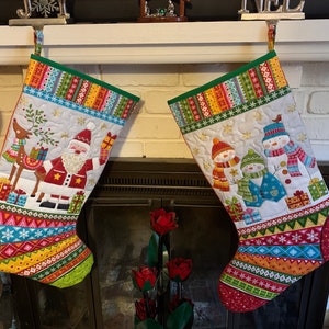 XL Bright, Colorful  Quilted Stockings