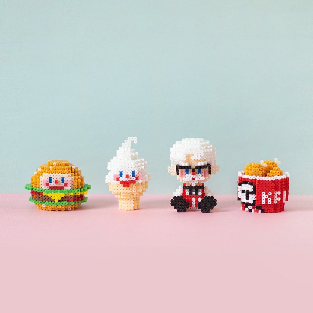 3D Perler Kit Set - Kawaii Starbuck/mcdonald/kfc Series With