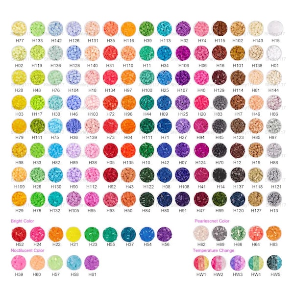 2.6mm Mini Beads Refill - (1,000/2,000pcs) H-Series (144 Colors) - Color No. : H76 to H144 - (High Quality/Perler/Hama/Fuse Beads)