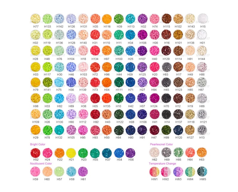 Hw2 Color 2.6mm Mini Beads Refill - (4,000pcs) H-series 144 Colors - Color No ...