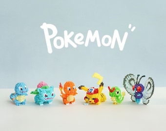 3D Perler Kit Set Pokémon with Tutorial  (Pikachu/Squirtle/Bulbasaur/Charmander/Butterfree/Caterpie) (Perler  Beads/Hama Beads/Fuse Beads)