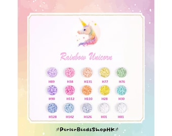 Mini cuentas de 2,6 mm - Serie H - Unicornio arcoíris (15 colores, solo cuentas)