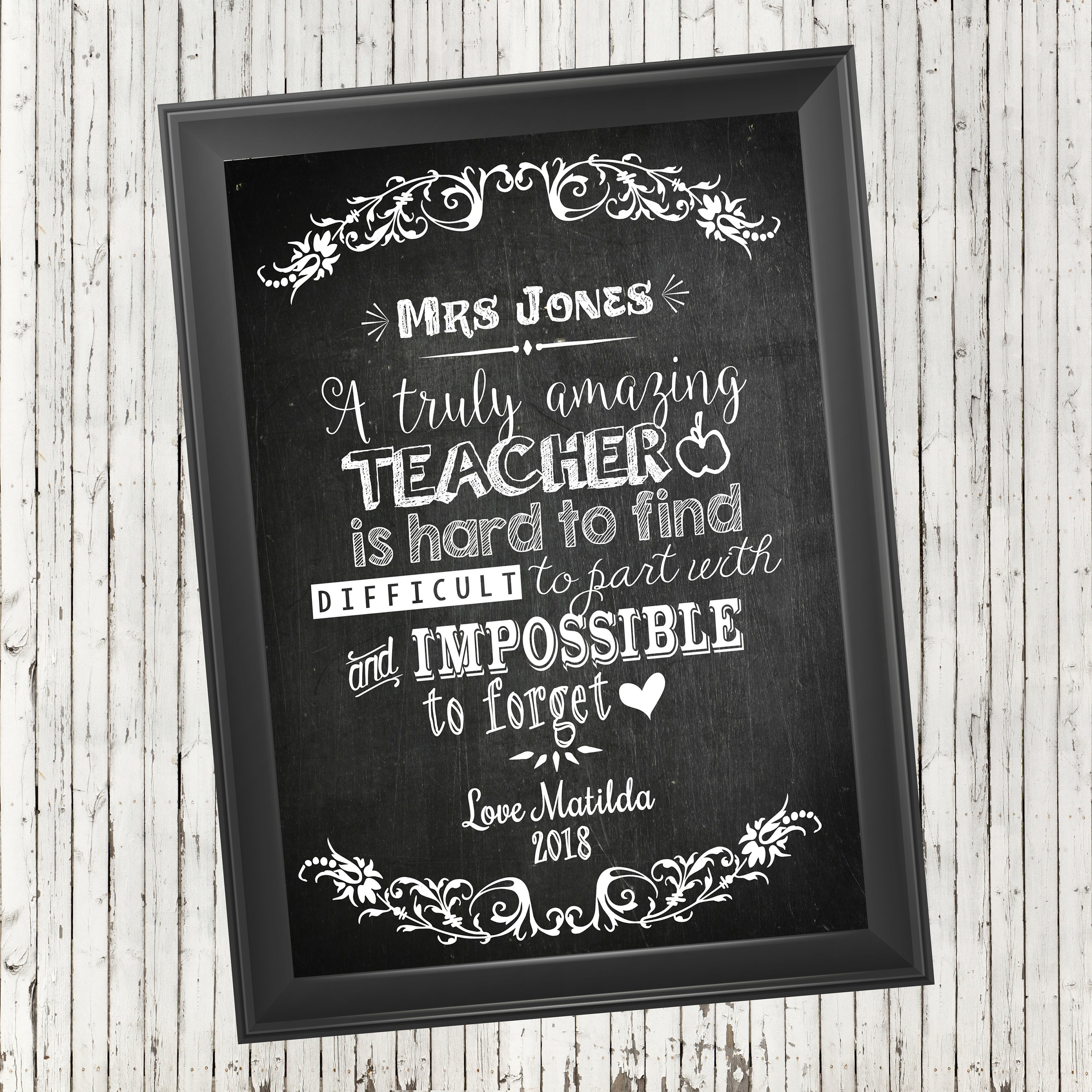 Teacher Gift Personalised Print Chalkboard Print Teacher Etsy Australia