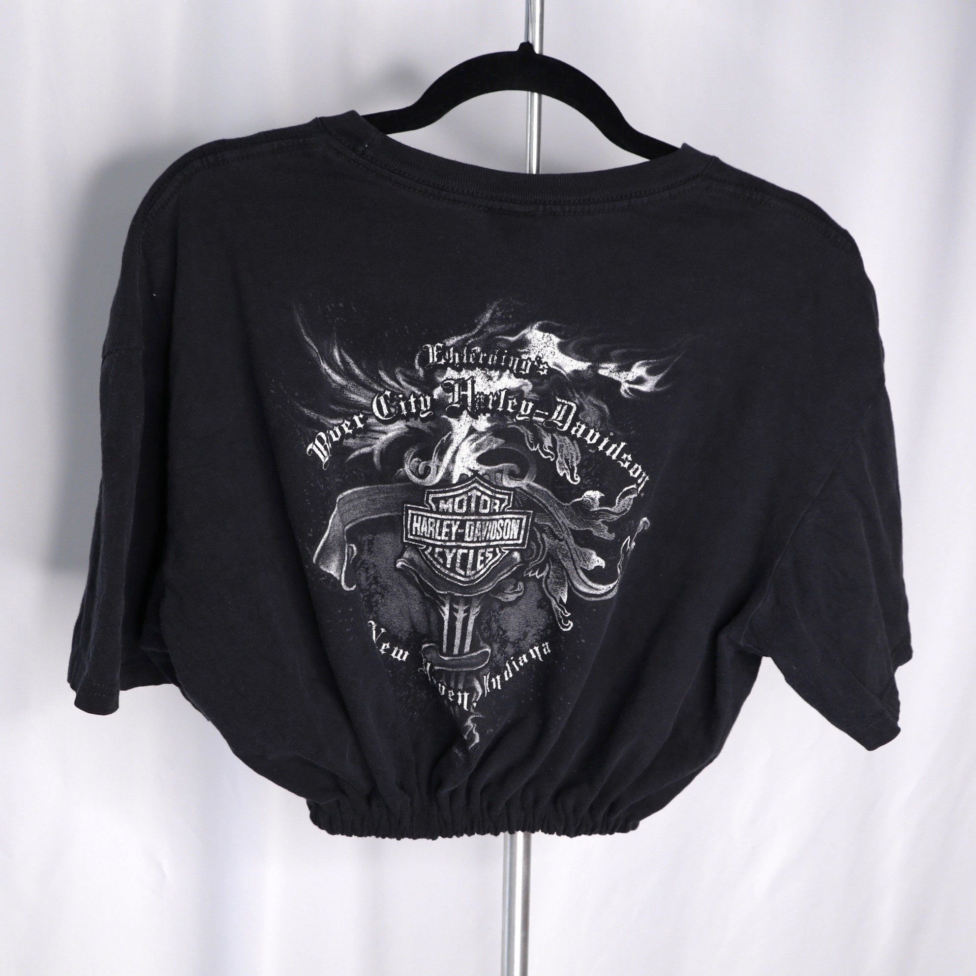 Vintage Harley Davidson Crop Top Scrunch Graphic Biker T-Shirt