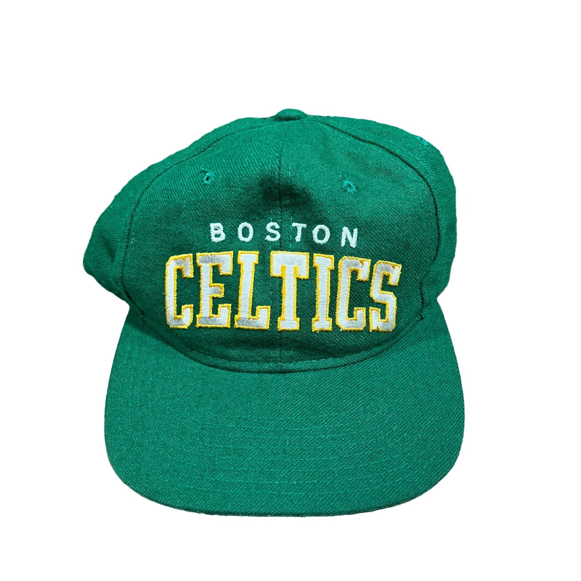 New Era Boston Celtics Fitted Hat NBA Official Team Black Faux Leather Cap