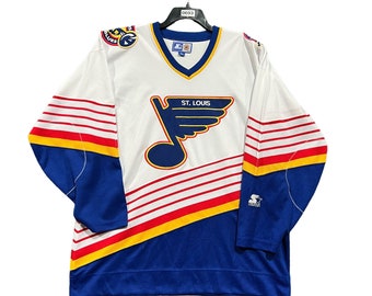 NHL Mens Vintage St Louis Blues Starter Jersey Sewn Blue/Red