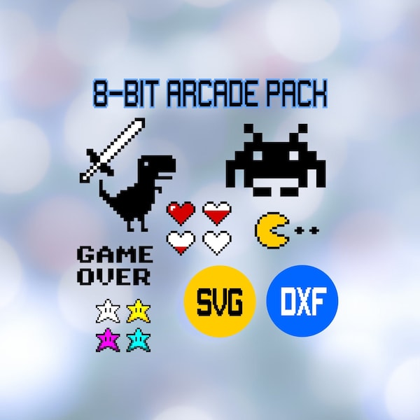 8 Bit Arcade Pack SVG + DXF