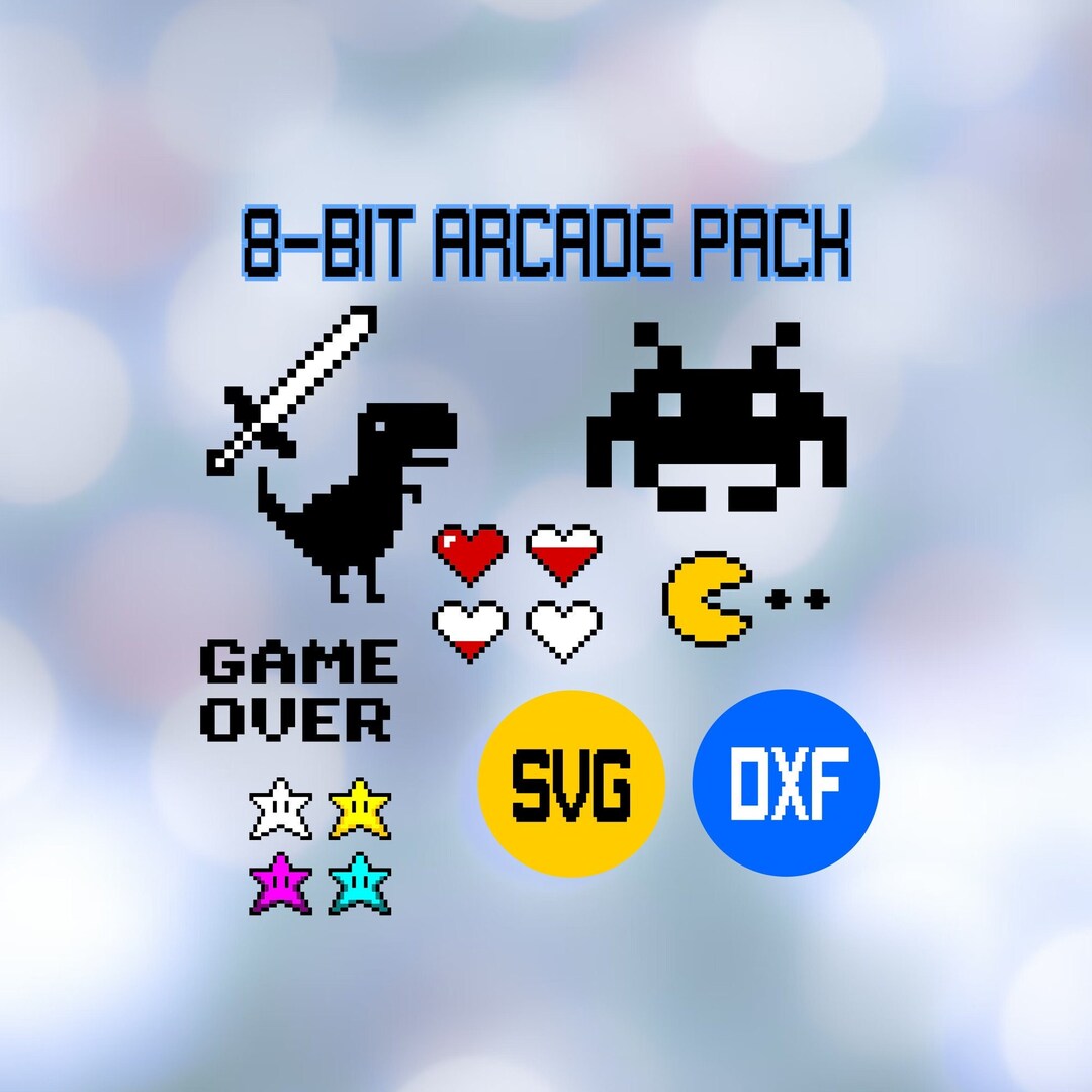 8 Bit Arcade Pack SVG DXF - Etsy