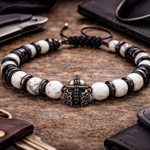 Gladiator Bracelet: Agate & Hematite Beaded Bracelet