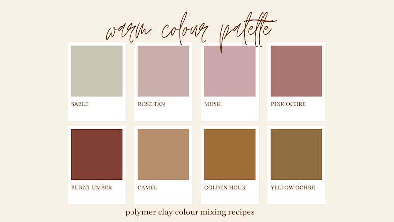 Updated Warm Polymer Clay Colour Recipes - DIGITAL DOWNLOAD - Etsy