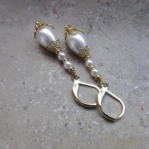 Enchanting drop earrings white gold Baroque Rococo Renaissance Orient vintage style romantic, nostalgic
