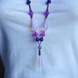 Necklace made of opalite, amethyst, rose quartz, agate with pendant