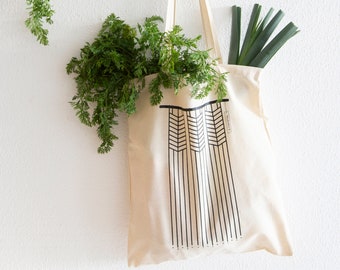 Fabric bag with long handles I Sustainable I 100% cotton I Macrame print