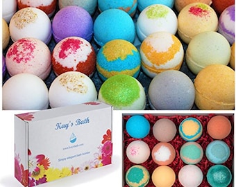 Bath Bombs 12 USA MADE  w/ Organic Shea & Mango Butter fizzies Assorted Scents  2.5oz Kays Bath